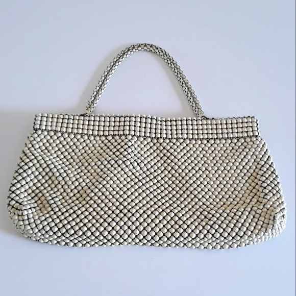 Whiting & Davis Alumesh Cream Handbag Vintage - Picture 1 of 16